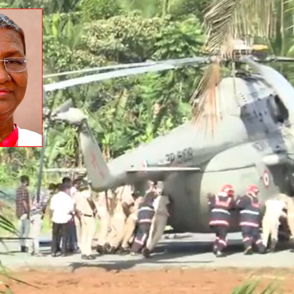 भारतीय राष्ट्रपति मुर्मुको सुरक्षामा त्रुटी, हेलिकप्टर अवतरण गर्दा जमिनमा भाँसियो