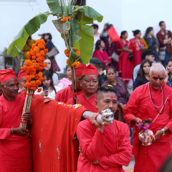 हनुमानढोकाको दसैँघरमा भित्र्याइयो फूलपाती